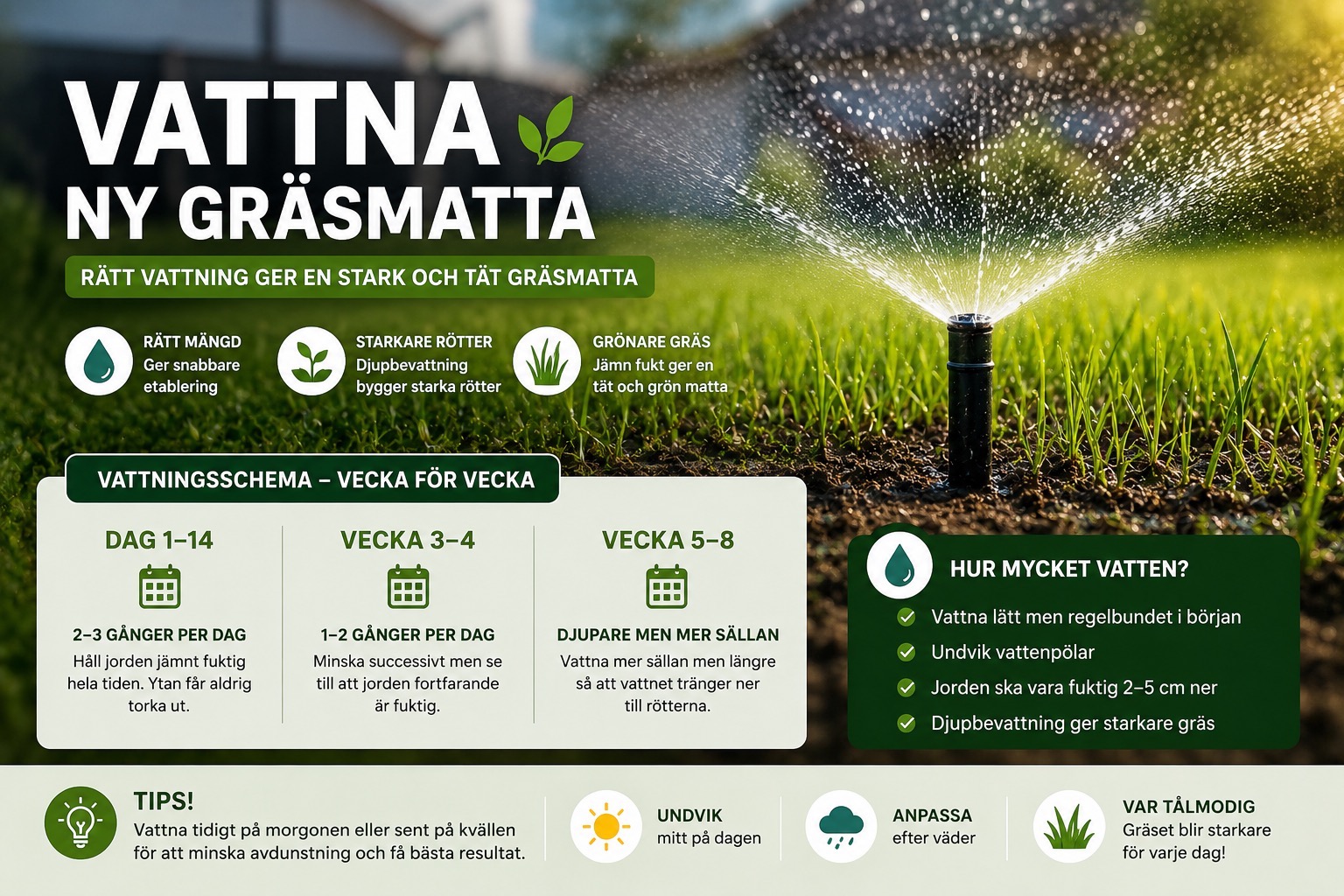 Vattna ny gräsmatta