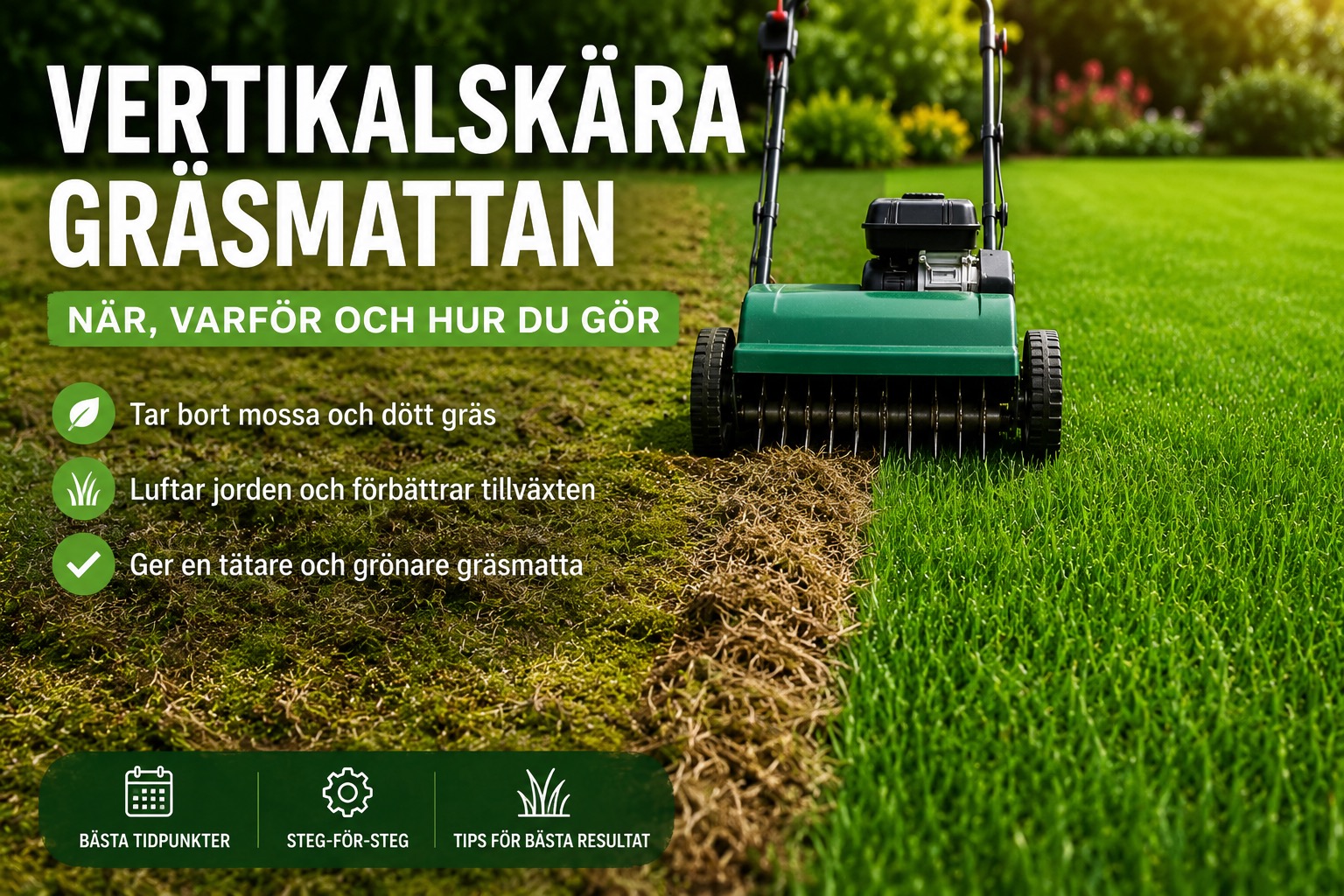Vertikalskära gräsmattan – när och hur?